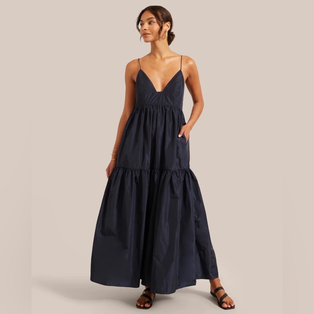 Taffeta Maxi Tiered Dress